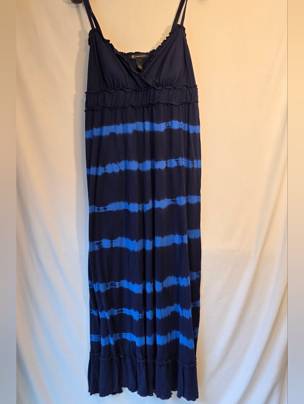 INC International Concepts Navy and Cobalt Blue Tie-Dye Maxi Dress